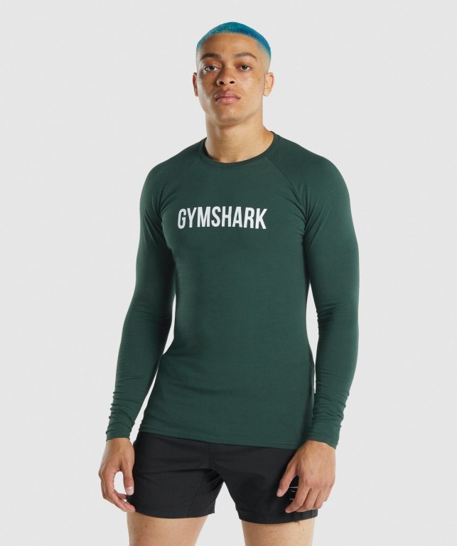 Gymshark Apollo Tişört Erkek Koyu Yeşil | 386-HTJXKG