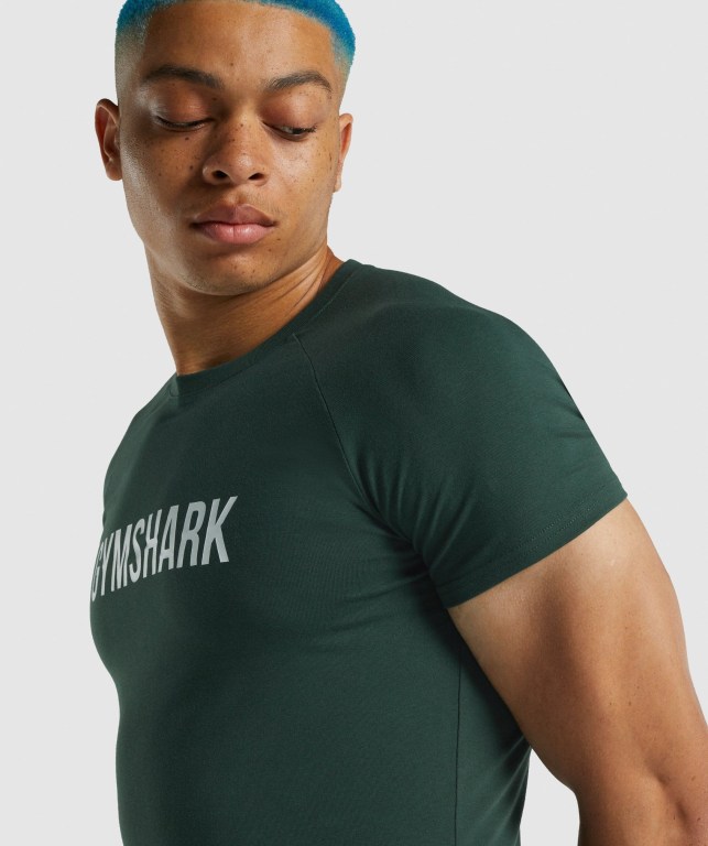 Gymshark Apollo Tişört Erkek Koyu Yeşil | 462-ZNHMDJ