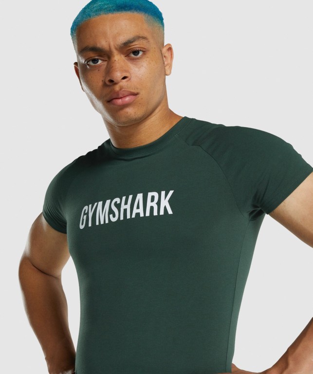 Gymshark Apollo Tişört Erkek Koyu Yeşil | 462-ZNHMDJ