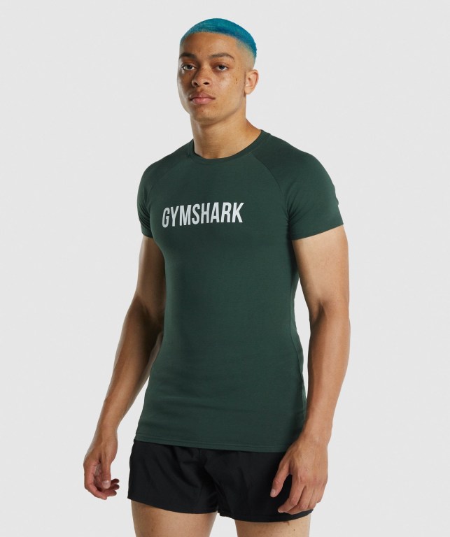 Gymshark Apollo Tişört Erkek Koyu Yeşil | 462-ZNHMDJ