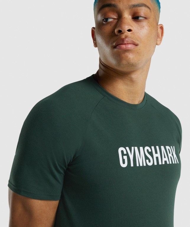 Gymshark Apollo Tişört Erkek Koyu Yeşil | 931-ZOLRMP