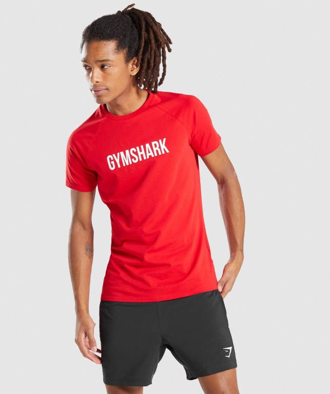 Gymshark Apollo Tişört Erkek Kırmızı | 354-FALZXU