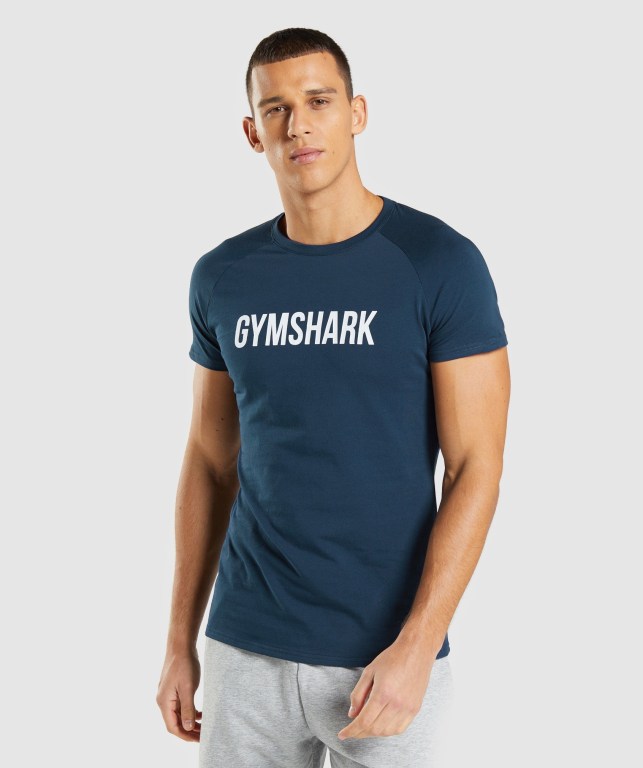 Gymshark Apollo Tişört Erkek Lacivert | 128-SMFCQU