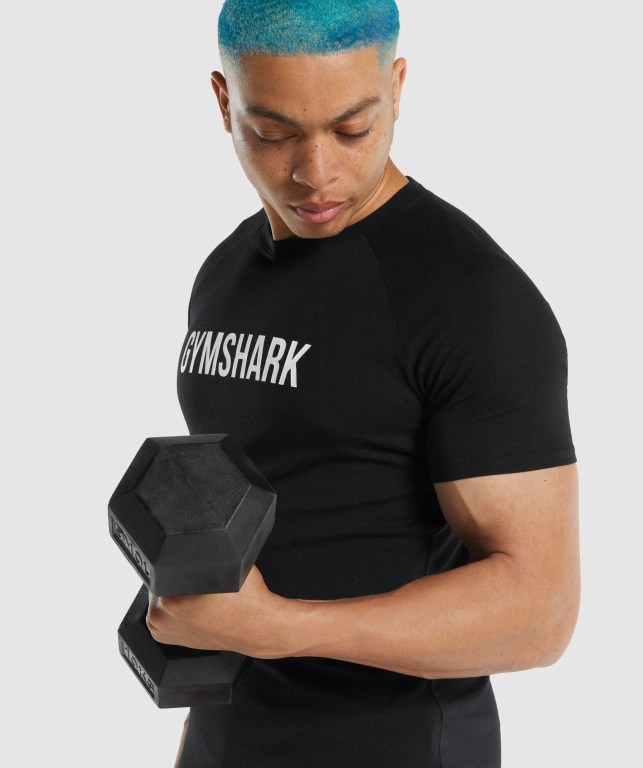 Gymshark Apollo Tişört Erkek Siyah | 142-DXGJEQ