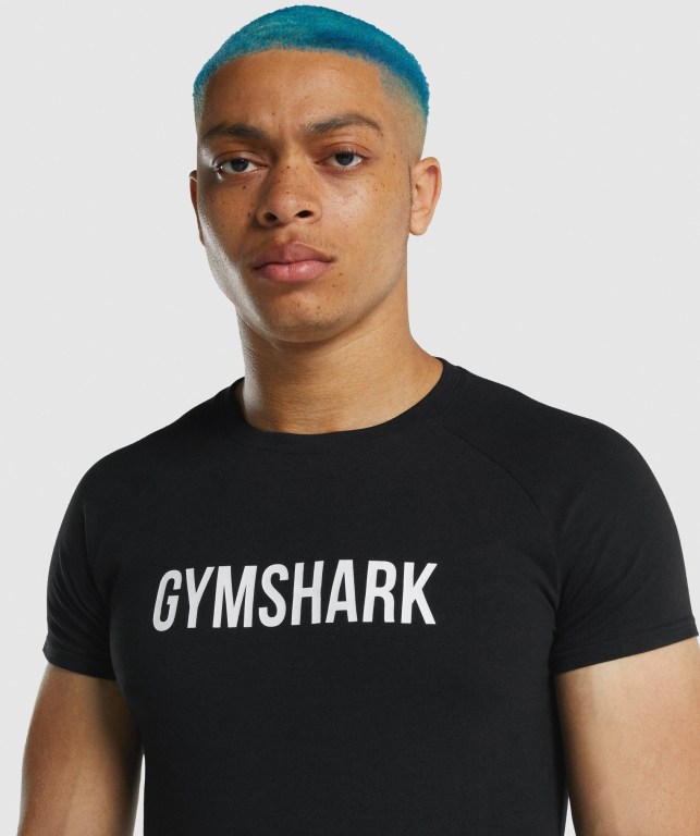 Gymshark Apollo Tişört Erkek Siyah | 794-XQTOIW