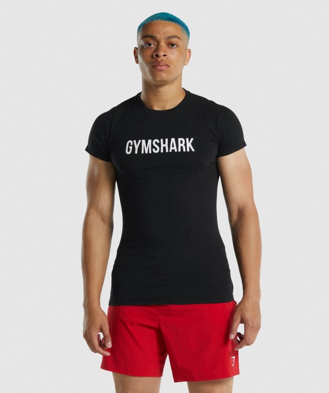 Gymshark Apollo Tişört Erkek Siyah | 794-XQTOIW