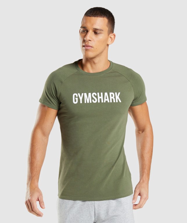 Gymshark Apollo Tişört Erkek Zeytin Yeşili | 189-ITHLXS