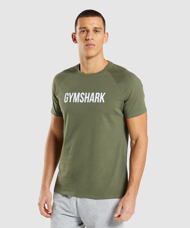 Gymshark Apollo Tişört Erkek Zeytin Yeşili | 567-CKIXAV