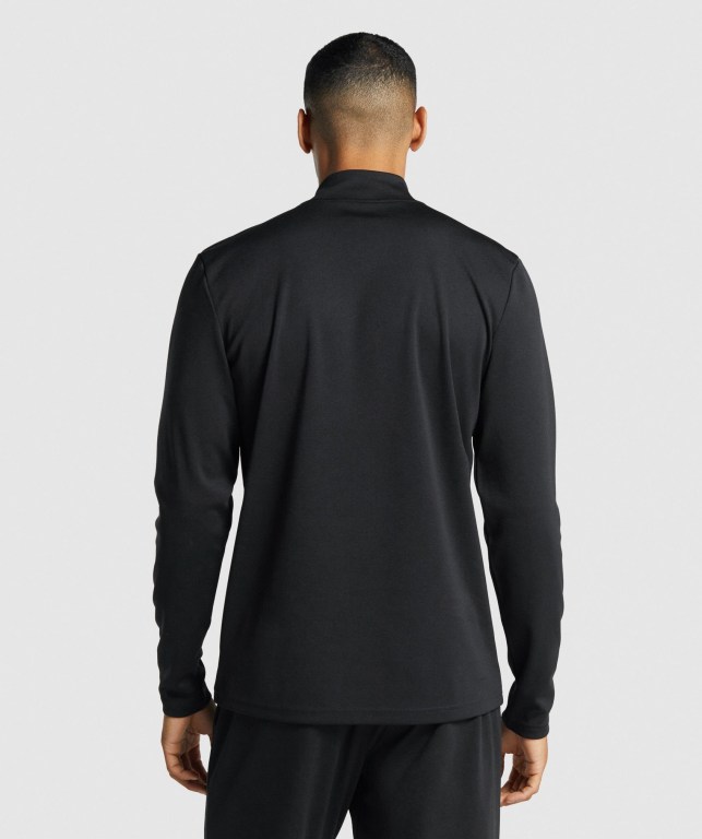 Gymshark Arrival 1/4 Zip Kapüşonlu Sweatshirt Erkek Siyah | 167-PHODWF