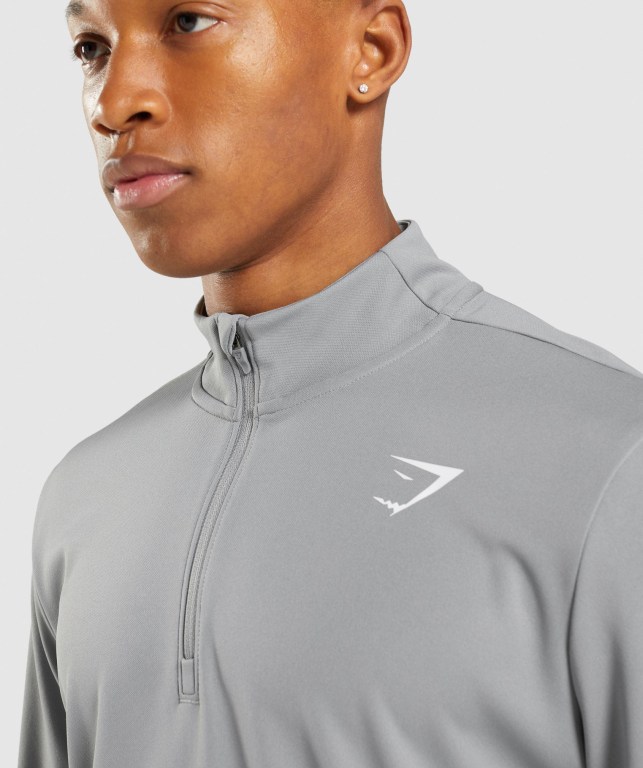 Gymshark Arrival 1/4 Zip Kapüşonlu Sweatshirt Erkek Gri | 765-UTJCNX