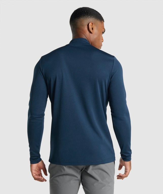 Gymshark Arrival 1/4 Zip Kapüşonlu Sweatshirt Erkek Lacivert | 826-BMZRKV