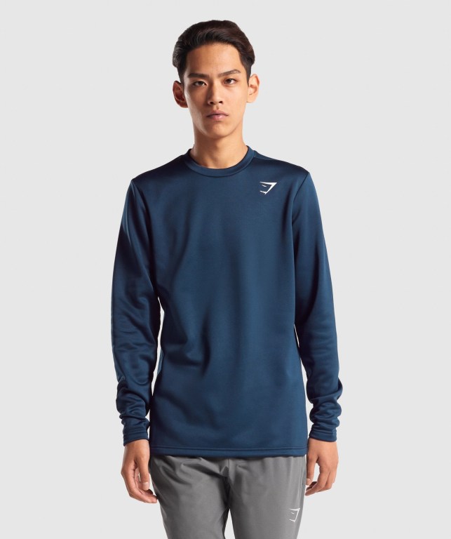 Gymshark Arrival Crew Sweatshirt Kapüşonlu Sweatshirt Erkek Lacivert | 876-BROHZQ