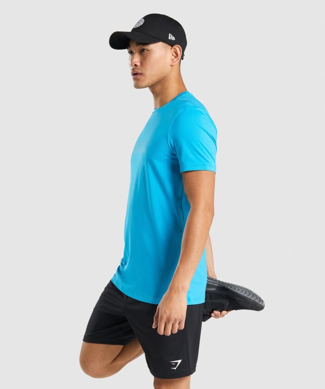 Gymshark Arrival Graphic Tişört Erkek Açık Mavi | 714-TXPCUY