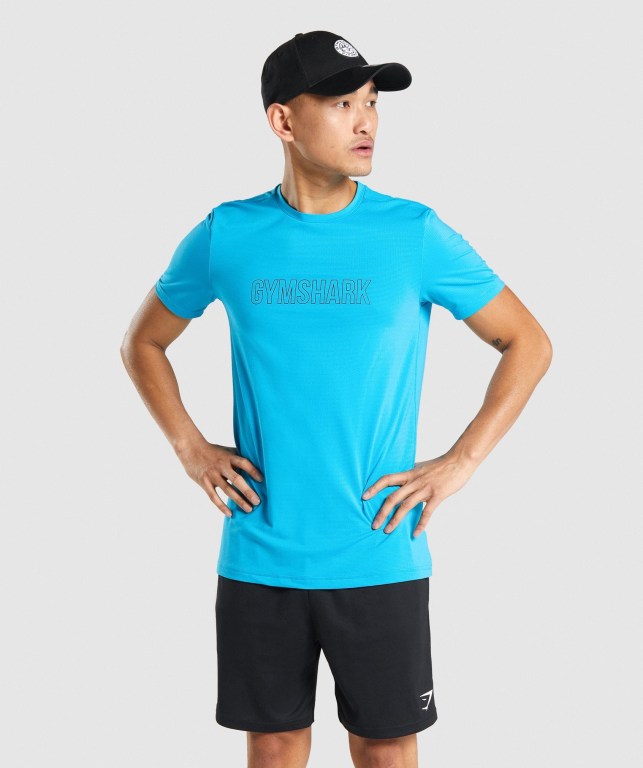 Gymshark Arrival Graphic Tişört Erkek Açık Mavi | 714-TXPCUY