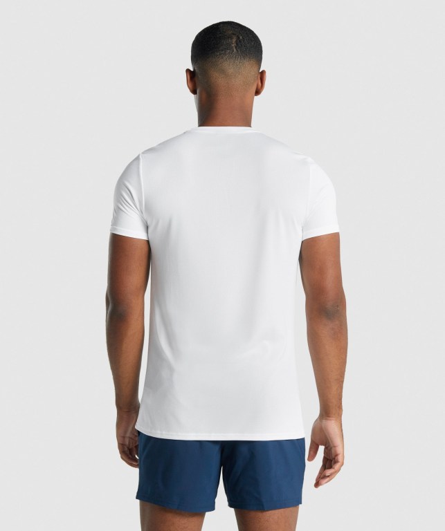 Gymshark Arrival Graphic Tişört Erkek Beyaz | 389-ETIFLC