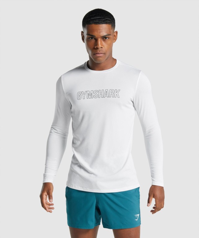 Gymshark Arrival Graphic Tişört Erkek Beyaz | 598-PQFCKW