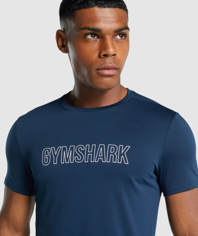 Gymshark Arrival Graphic Tişört Erkek Lacivert | 203-FSOBIY