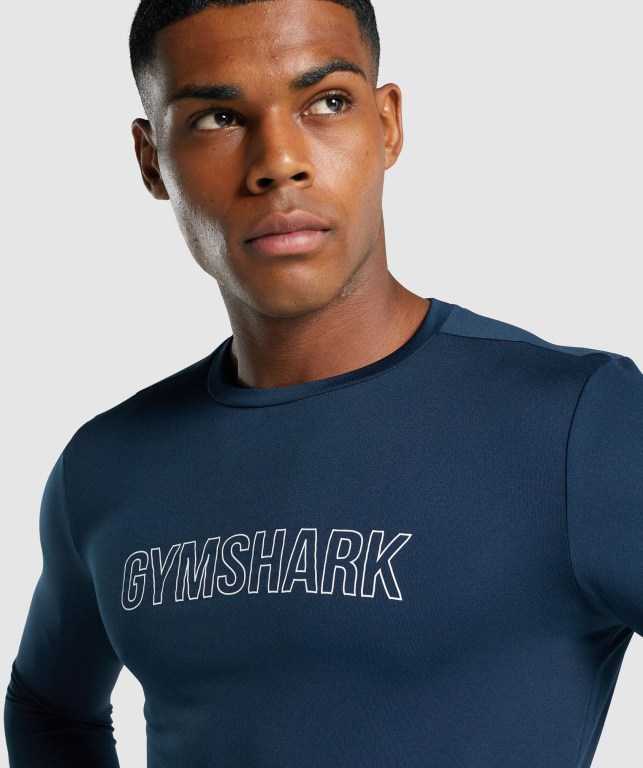 Gymshark Arrival Graphic Tişört Erkek Lacivert | 539-DXYRBS