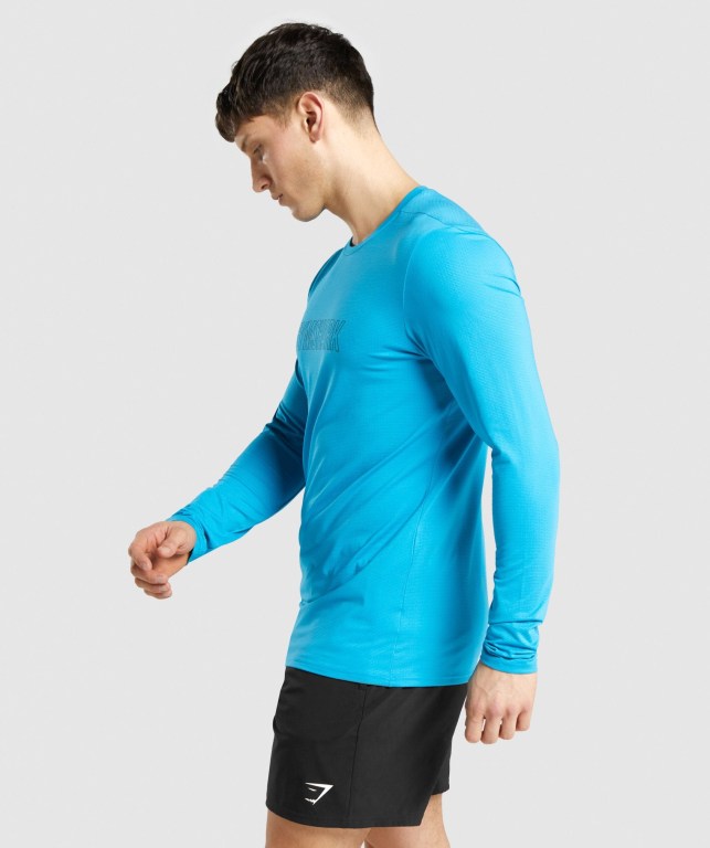 Gymshark Arrival Graphic Tişört Erkek Mavi | 437-GQRIST