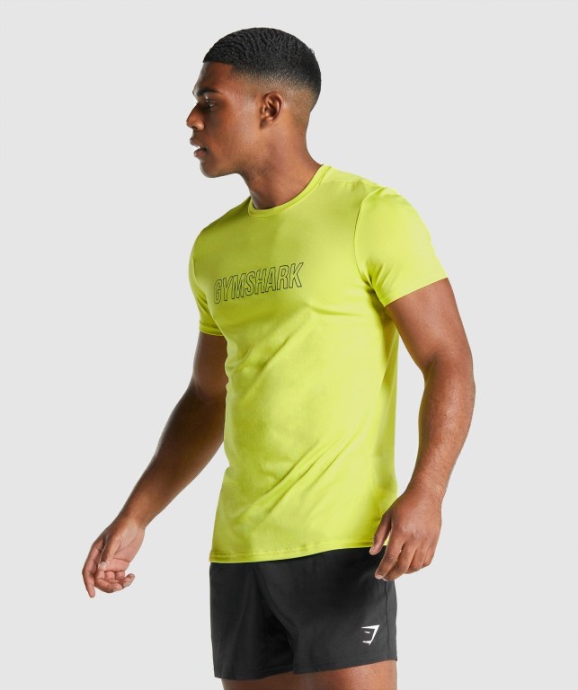 Gymshark Arrival Graphic Tişört Erkek Sarı | 421-YJWTCK