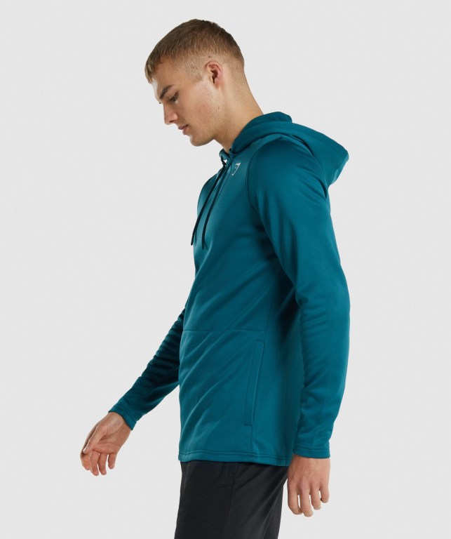 Gymshark Arrival Kapüşonlu Sweatshirt Erkek Turkuaz | 523-QIHKYF