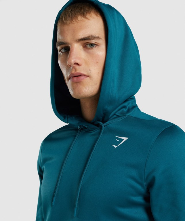 Gymshark Arrival Kapüşonlu Sweatshirt Erkek Turkuaz | 523-QIHKYF