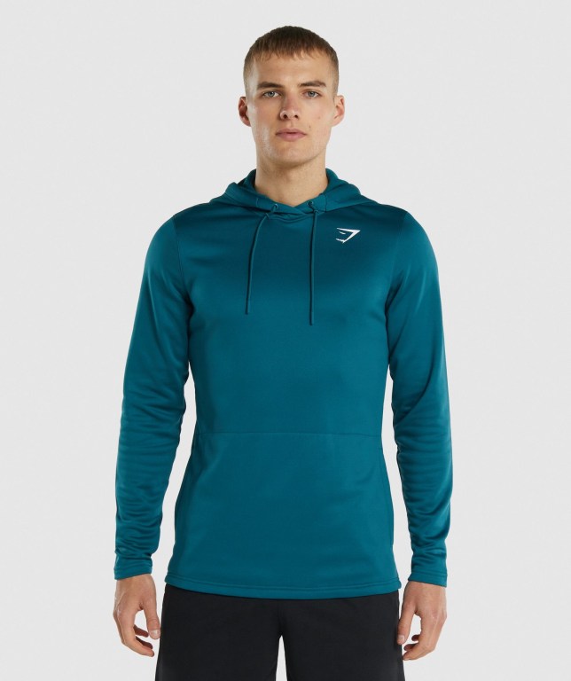 Gymshark Arrival Kapüşonlu Sweatshirt Erkek Turkuaz | 523-QIHKYF