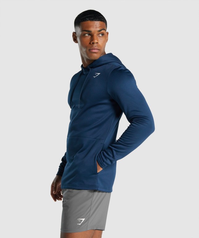 Gymshark Arrival Kapüşonlu Sweatshirt Erkek Lacivert | 531-GNURSB