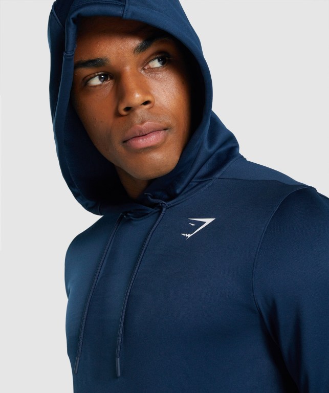 Gymshark Arrival Kapüşonlu Sweatshirt Erkek Lacivert | 531-GNURSB