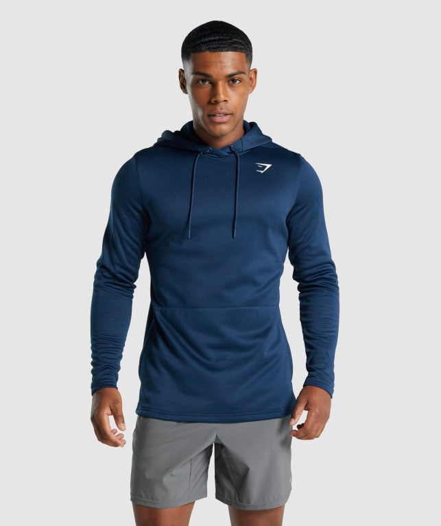 Gymshark Arrival Kapüşonlu Sweatshirt Erkek Lacivert | 531-GNURSB