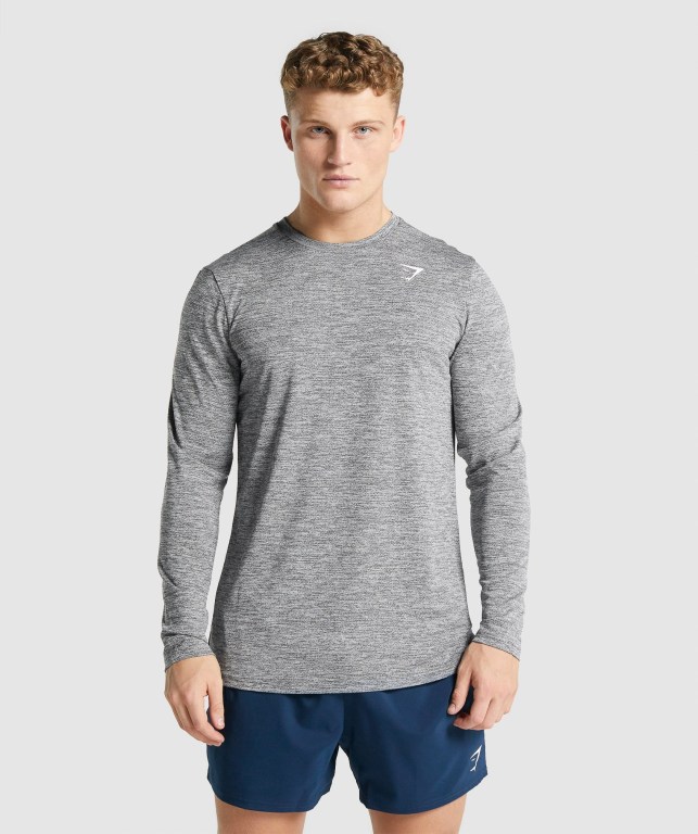 Gymshark Arrival Marl Tişört Erkek Gri | 348-XRZDET