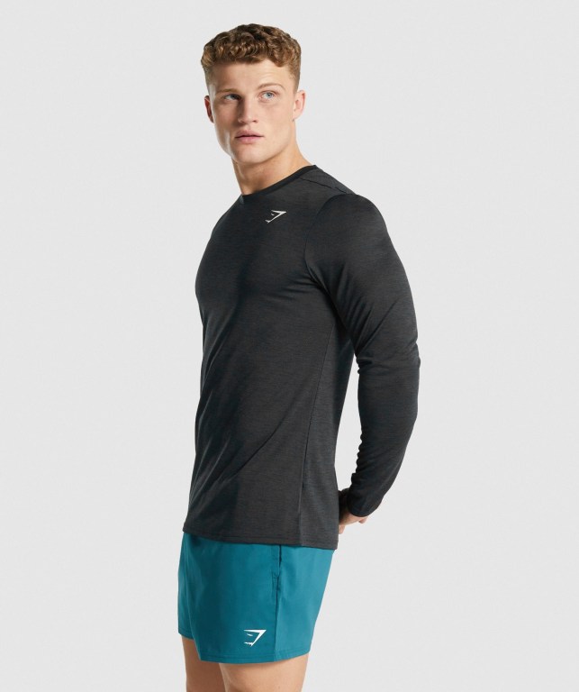 Gymshark Arrival Marl Tişört Erkek Siyah | 894-UGTCLN