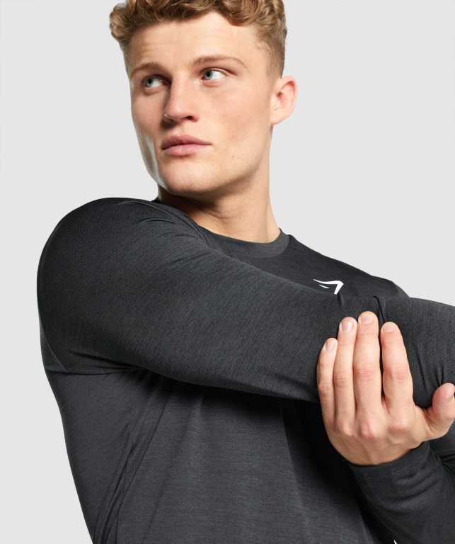 Gymshark Arrival Marl Tişört Erkek Siyah | 894-UGTCLN