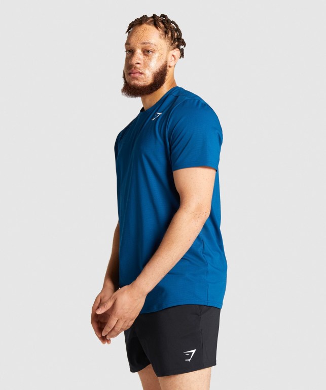 Gymshark Arrival Regular Fit Tişört Erkek Mavi | 674-TLZUXJ