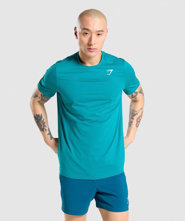 Gymshark Arrival Regular Fit Tişört Erkek Turkuaz | 675-YBKFPI