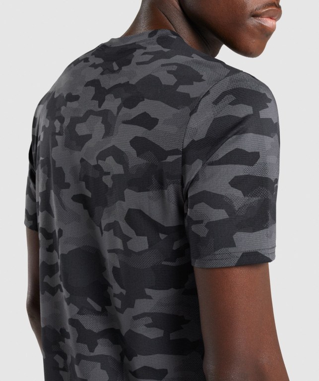 Gymshark Arrival Tişört Erkek Siyah Gri Camo | 086-UVYRNG