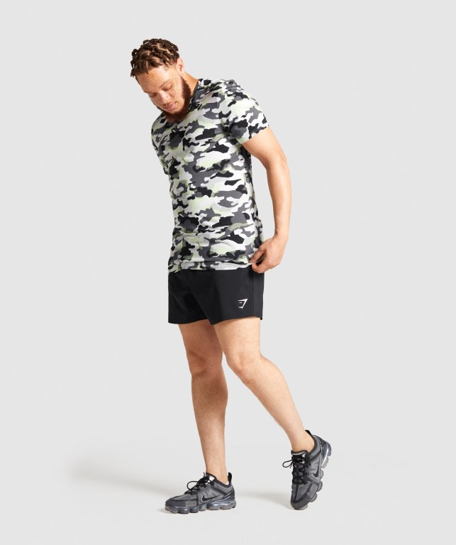 Gymshark Arrival Tişört Erkek Siyah Yeşil Camo | 328-CYJGFX