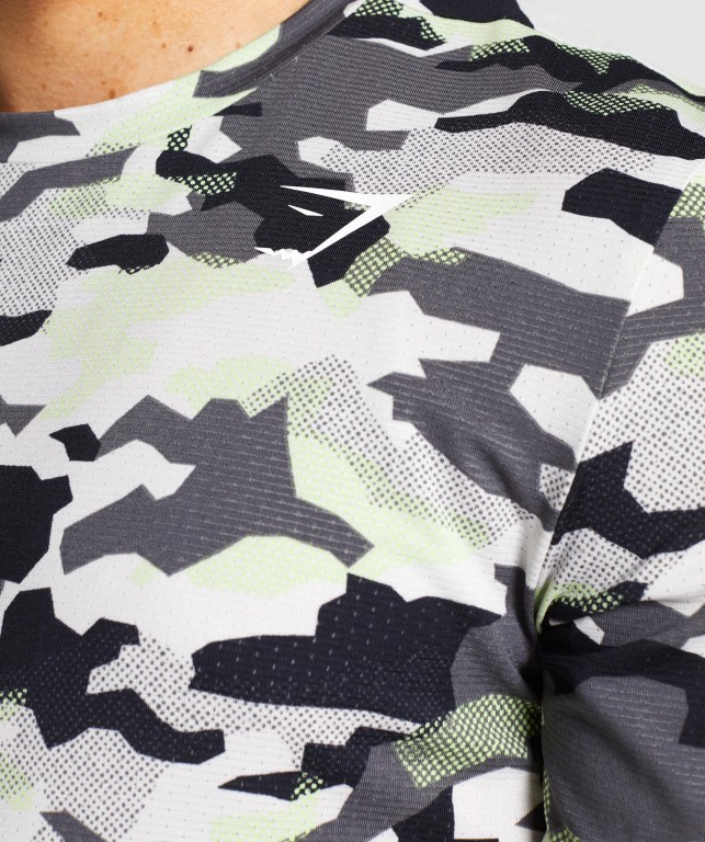 Gymshark Arrival Tişört Erkek Siyah Yeşil Camo | 328-CYJGFX