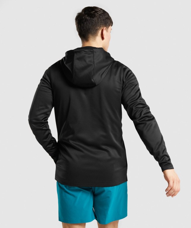 Gymshark Arrival Zip Up Kapüşonlu Sweatshirt Erkek Siyah | 486-UEQWCS