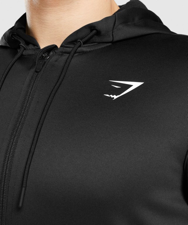 Gymshark Arrival Zip Up Kapüşonlu Sweatshirt Erkek Siyah | 486-UEQWCS