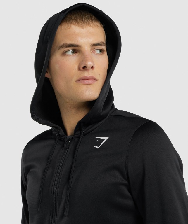 Gymshark Arrival Zip Up Kapüşonlu Sweatshirt Erkek Siyah | 690-RDBPAM