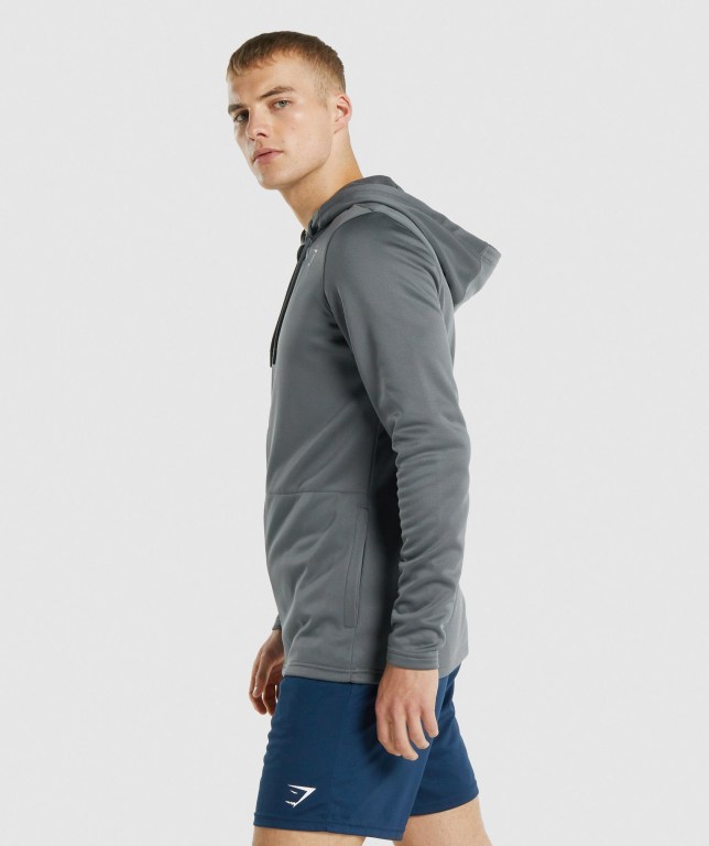 Gymshark Arrival Zip Up Kapüşonlu Sweatshirt Erkek Gri | 852-QSLBIM