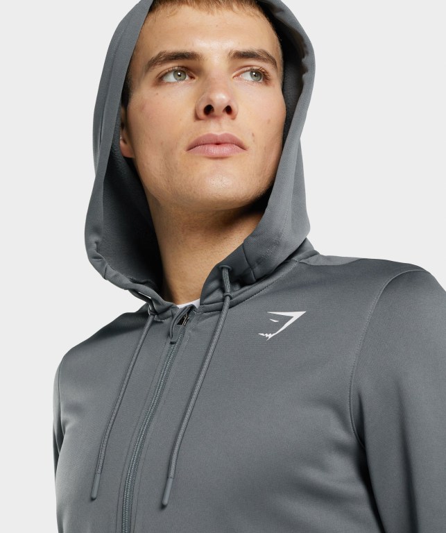 Gymshark Arrival Zip Up Kapüşonlu Sweatshirt Erkek Gri | 852-QSLBIM