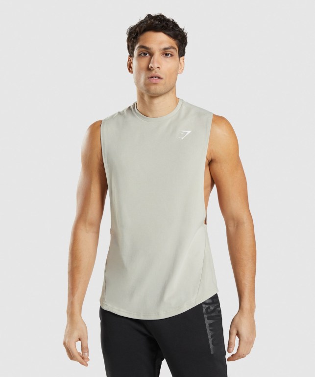 Gymshark Bold Drop Arm Atlet Erkek Gri | 051-IVQKSR