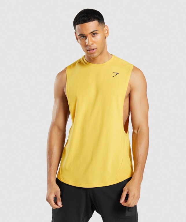 Gymshark Bold Drop Arm Atlet Erkek Sarı | 792-HINUMY