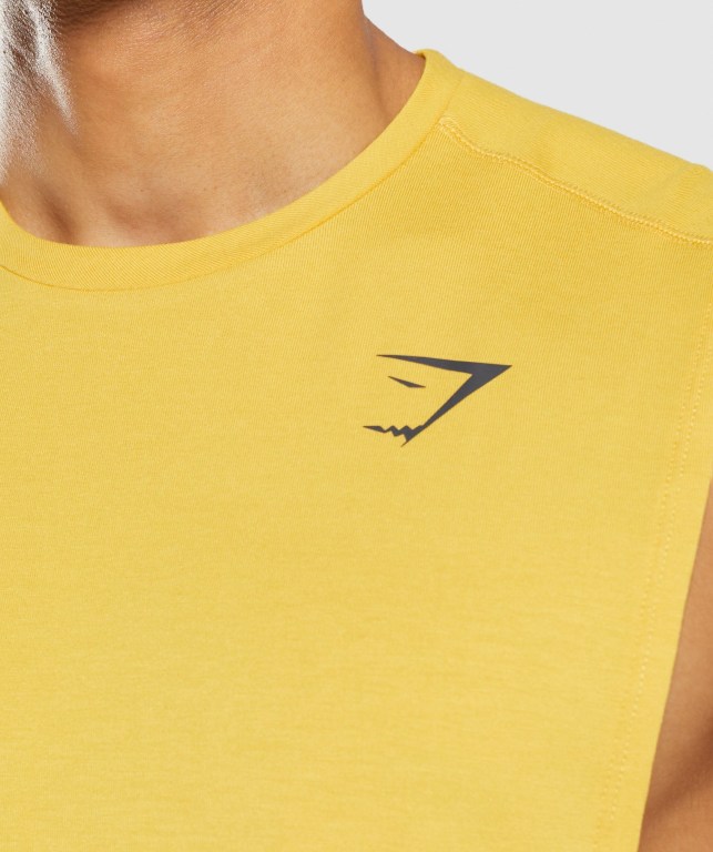 Gymshark Bold Drop Arm Atlet Erkek Sarı | 792-HINUMY