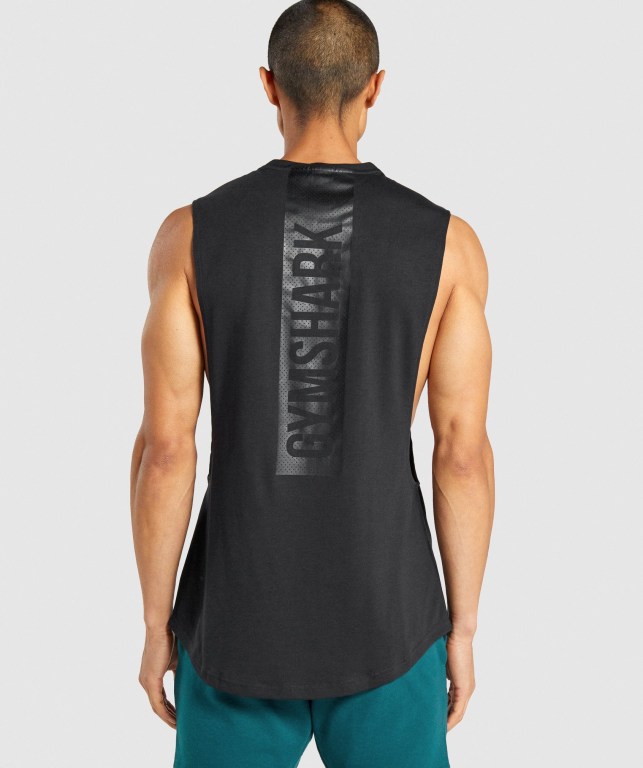 Gymshark Bold Drop Arm Atlet Erkek Siyah | 958-IARMYK