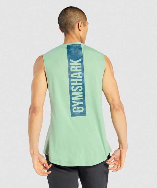 Gymshark Bold Drop Arm Atlet Erkek Yeşil | 426-AKPTQW