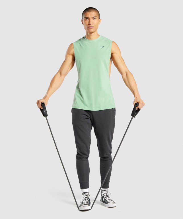 Gymshark Bold Drop Arm Atlet Erkek Yeşil | 426-AKPTQW