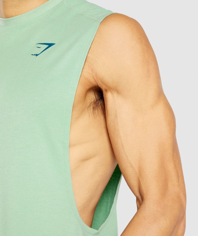 Gymshark Bold Drop Arm Atlet Erkek Yeşil | 426-AKPTQW